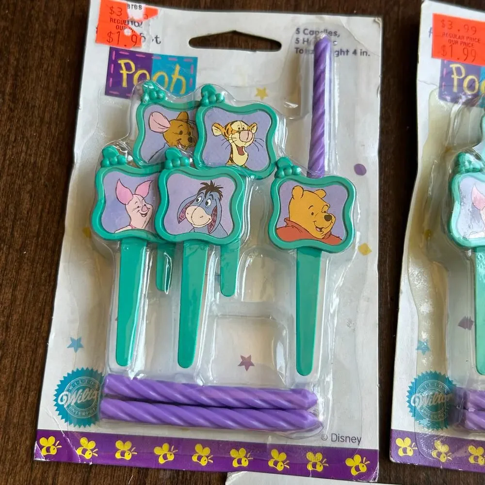 3 Vintage Winnie The Pooh Candle Holder Set Ensemble Wilton 1998